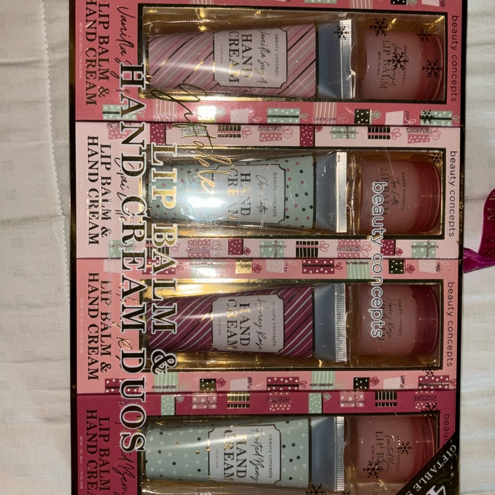 Lip balm and hand cream duos